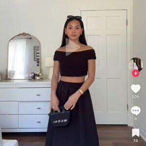 Everlane Black Elastic Waist Skirt Set